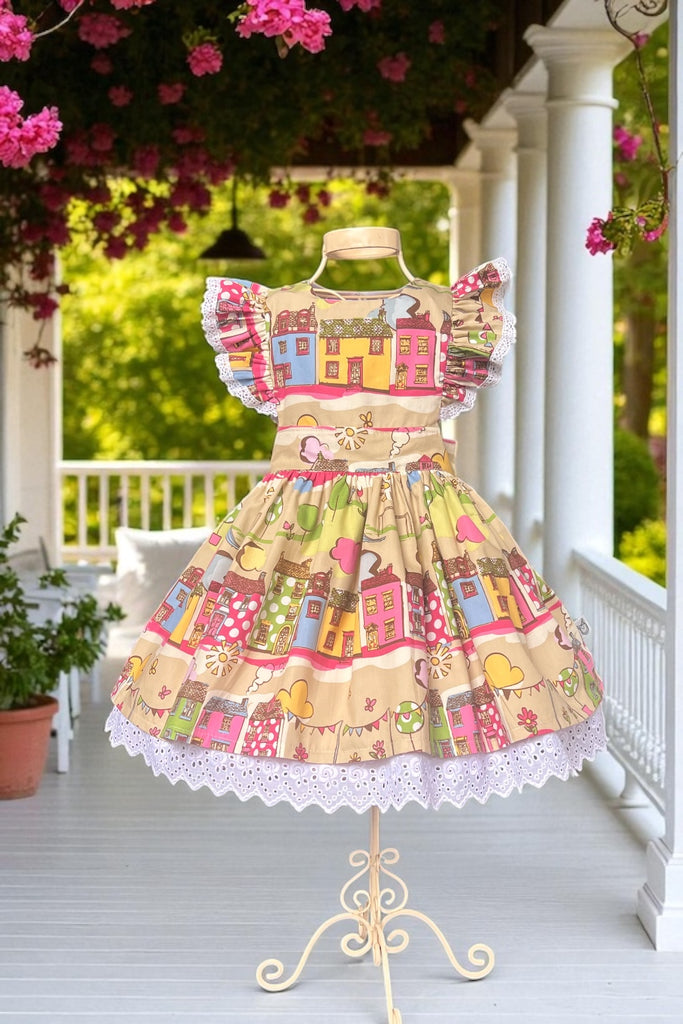 Charlotte Emma Dress
‘Colourful Houses’
OOAK ~ Sz 4