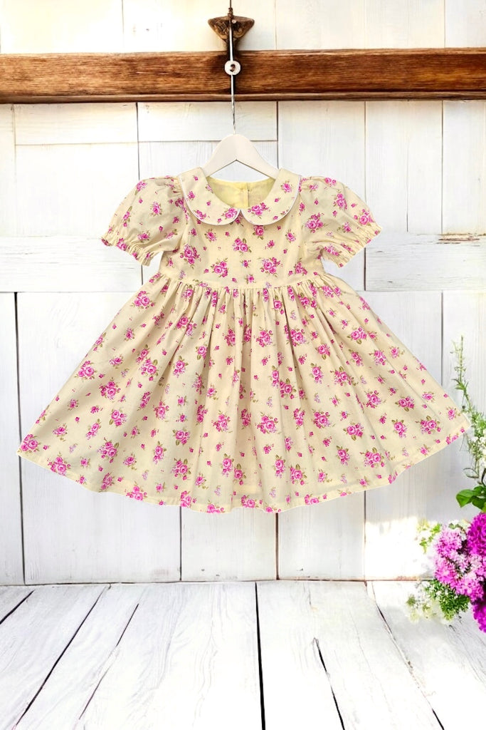 Rose Bay Dress
‘Wild Roses on Lemon’ | Sz 8