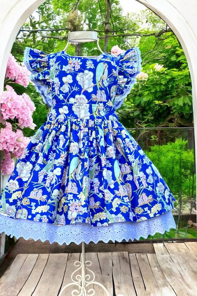 Charlotte Emma Dress
'May Gibbs Gossiping Gumnuts in Midnight'
OOAK - Sz 4