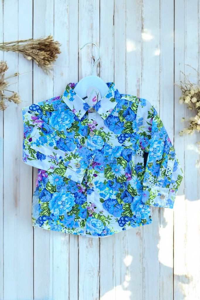 Long Sleeve Button Shirt | Floral Waterfall | OOAK ~ Sz 1