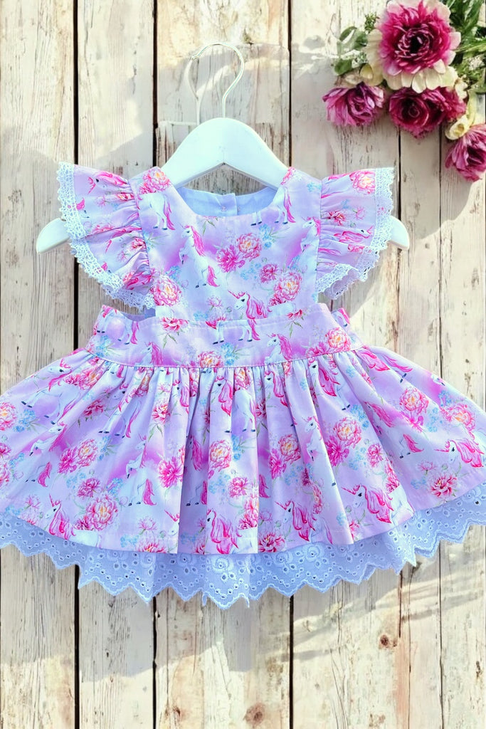 Charlotte Emma Dress | Small Prancing Unicorns in Pink ~ Sz 0