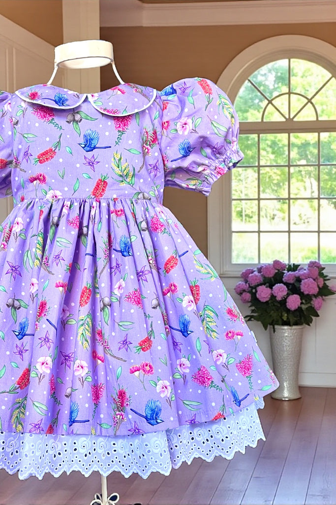 Rose Bay Anglaise Dress
‘Lavender Gum Blossom’
OOAK ~ Sz 4