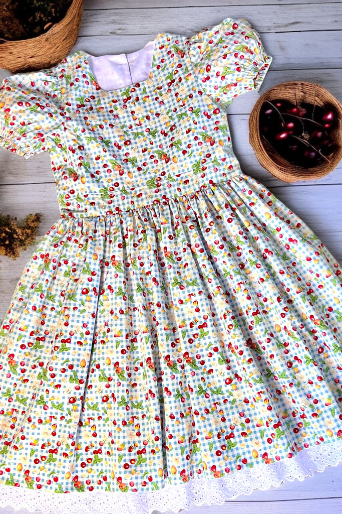 For Anne-Marie | Puff Sleeve Anglaise Dress
‘Fruit Check’ 
OOAK ~ Sz 12