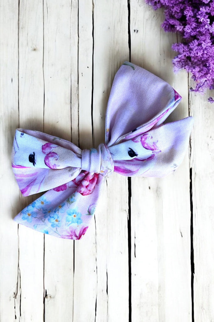 Pinwheel Bow Clip | Prancing Unicorns in Pink