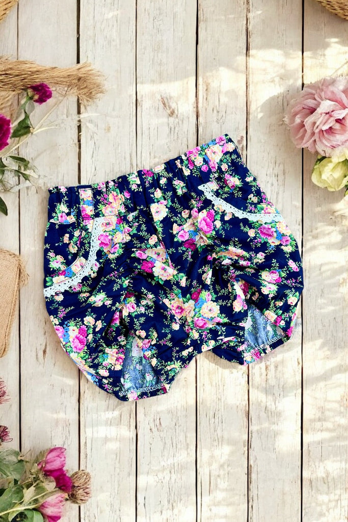 Pocket Puckers | Enchanted Flora in Navy | Sizes 2-8 years