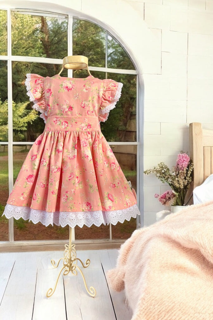 Charlotte Emma Dress
Roses in Peach
Rococo & Sweet Collection 
Rare & OOP Lecien Fabric ~ Sz 2