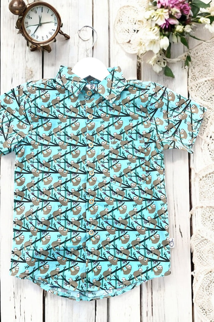 Button Shirt | Sleepy Hollow Sloth | Sz 6 & 8