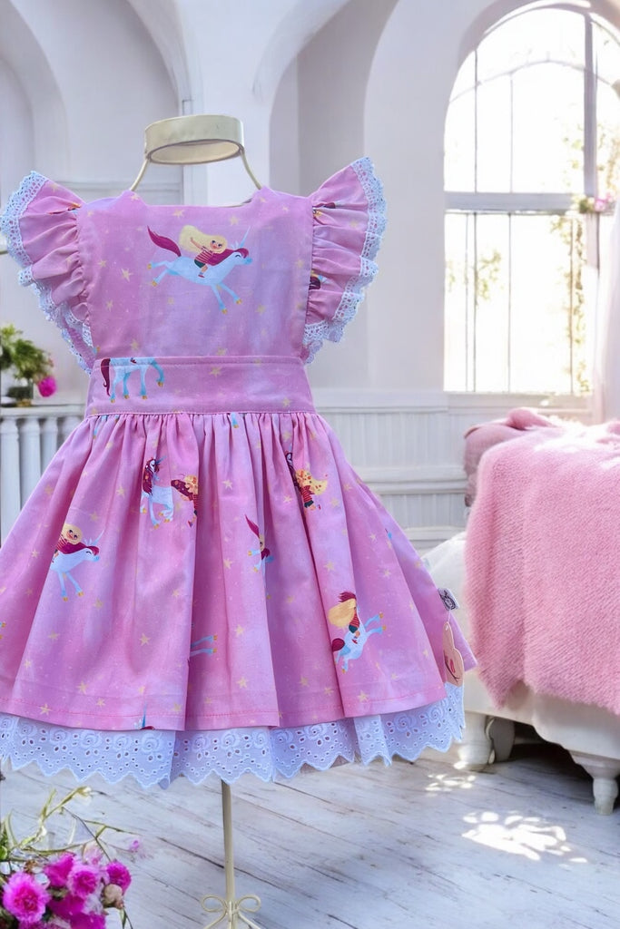 Charlotte Emma Dress | 
‘’Uni the Unicorn ‘ (pink) ~ Sz 7