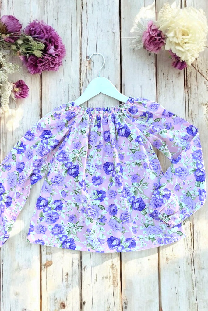 Long Sleeve Seaside Top | Lavender Rose Garden | One of a Kind ~ Size 6