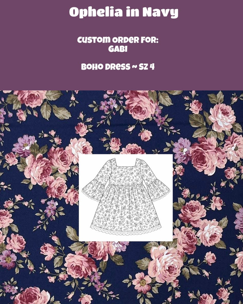Custom Order For Gabi | Ophelia in Navy | Boho Dress ~ Sz 4