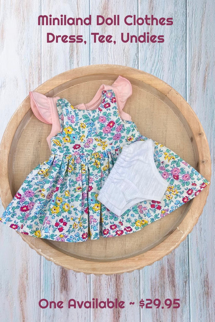 For Belle | Miniland Doll Clothing Set | Dress, Tee & Undies