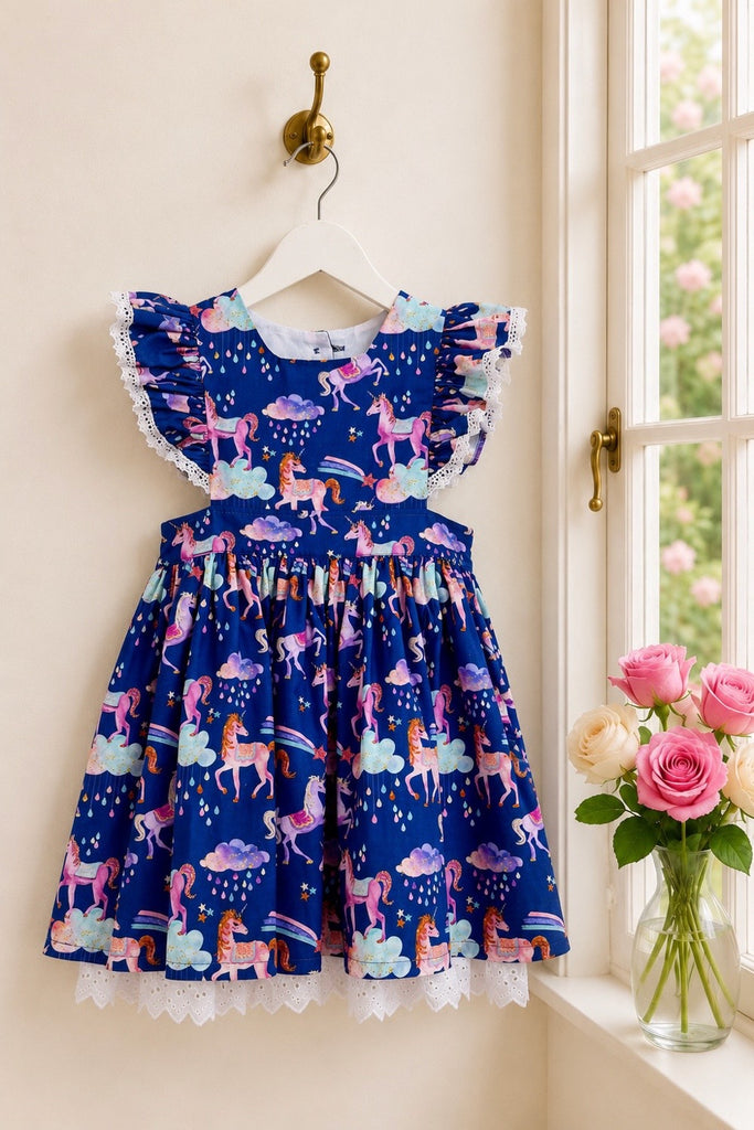 Charlotte Emma Dress 
‘Rainbow Unicorns’
OOAK ~ Sz 6