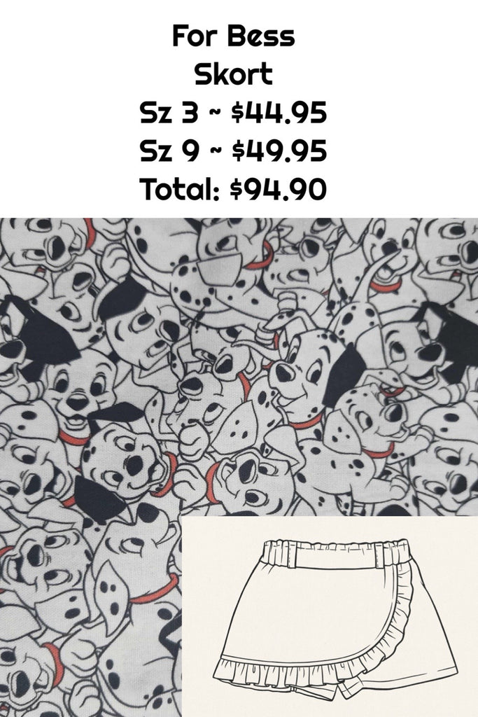 Custom Order For Bess | Skort Sz 3 & 9 | 101 Dalmatians