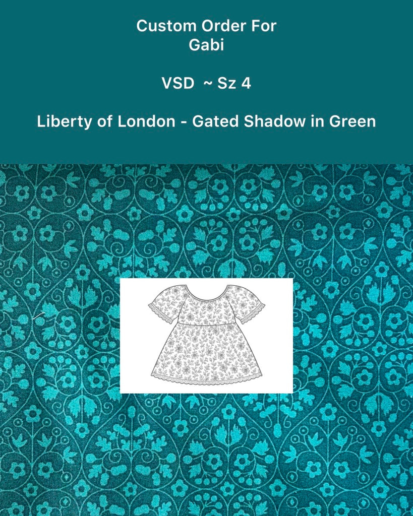 Custom Order For 
Gabi | Vintage Seaside Dress ~ Sz 4 | Liberty of London - Gated Shadow in Green