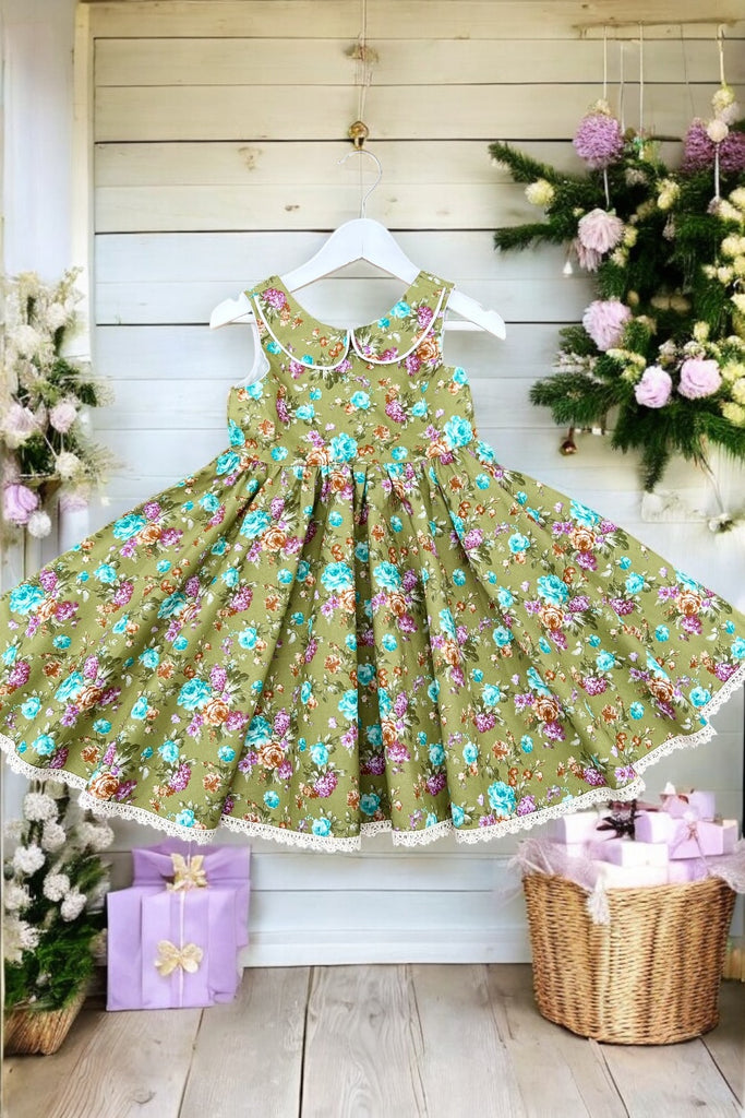 Twirling Tea Party Dress | Garden of Eve in Festive Green Nurture the Nest Twirling Tea Party Dress | Garden of Eve in Festive Green Nurture the Nest