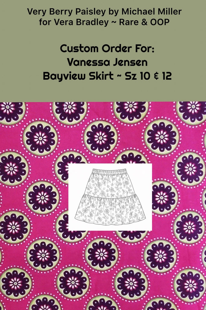 Custom Order For Vanessa Jensen | Bayview Skirt ~ Sz 10 & 12 | ‘Very Berry Paisley’ by Michael Miller for Vera Bradley