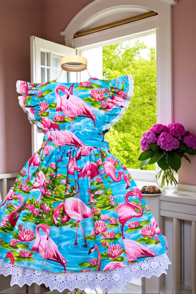 Charlotte Emma Dress
‘Pink Flamingo’
by Timeless Treasures
OOAK ~ Sz 6