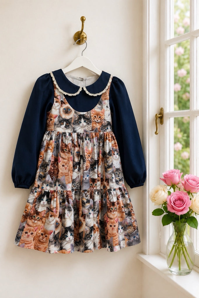 Bayview Dress | ‘Cats’ ~ 
From the Adorable Pets Collection | Sz 6,8
