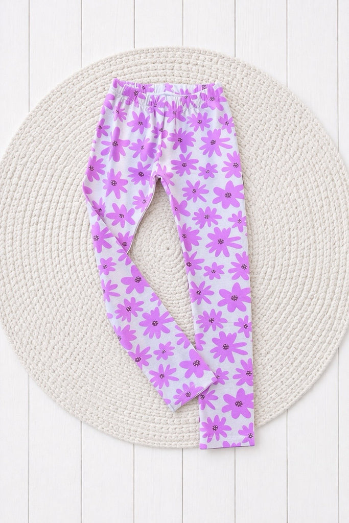 Leggings ‘Candyfloss Daisies’ | Organic Cotton Spandex | Sz 4