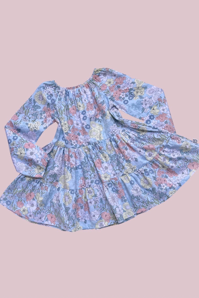Long Sleeve Riverside Dress ~ Sz 8 | Sky Blue Blossom