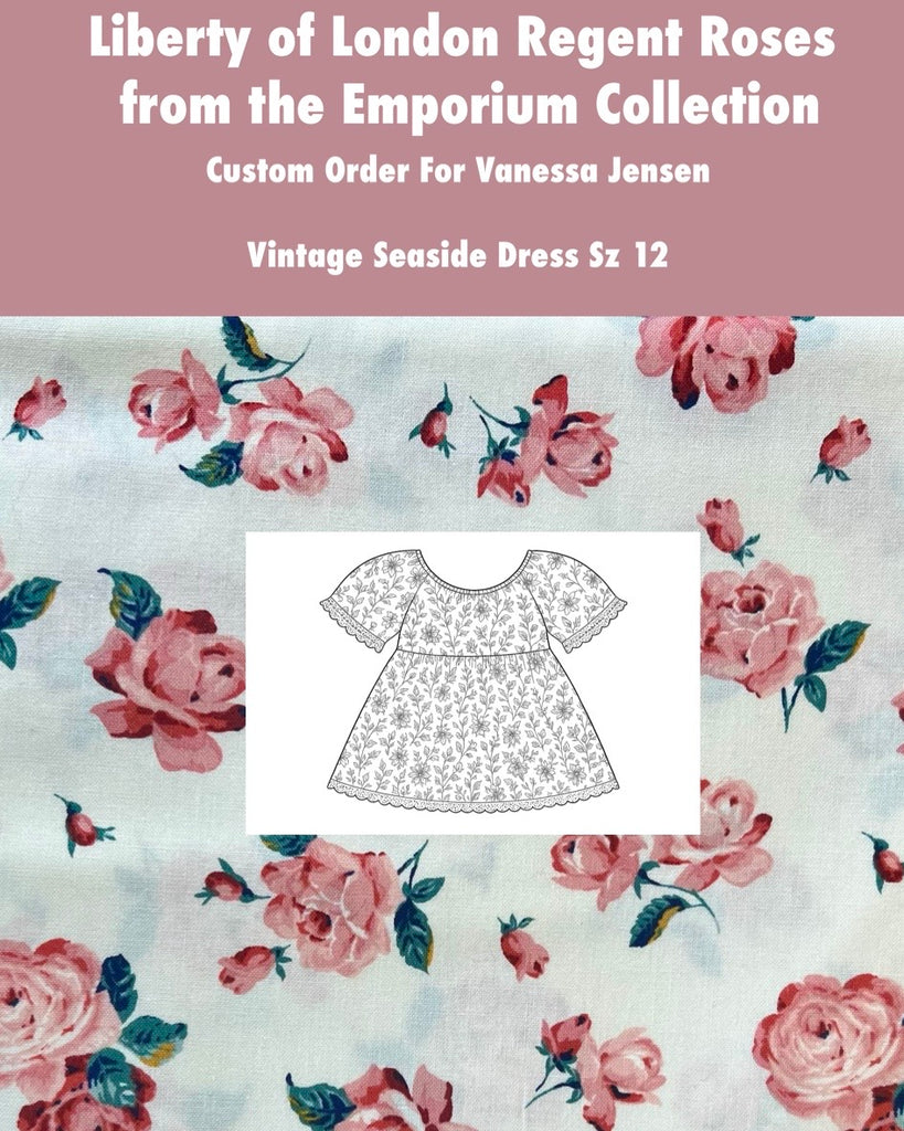 Custom Order For Vanessa Jensen | Vintage Seaside Dress ~ Sz 12 | Regent Roses by Liberty of London