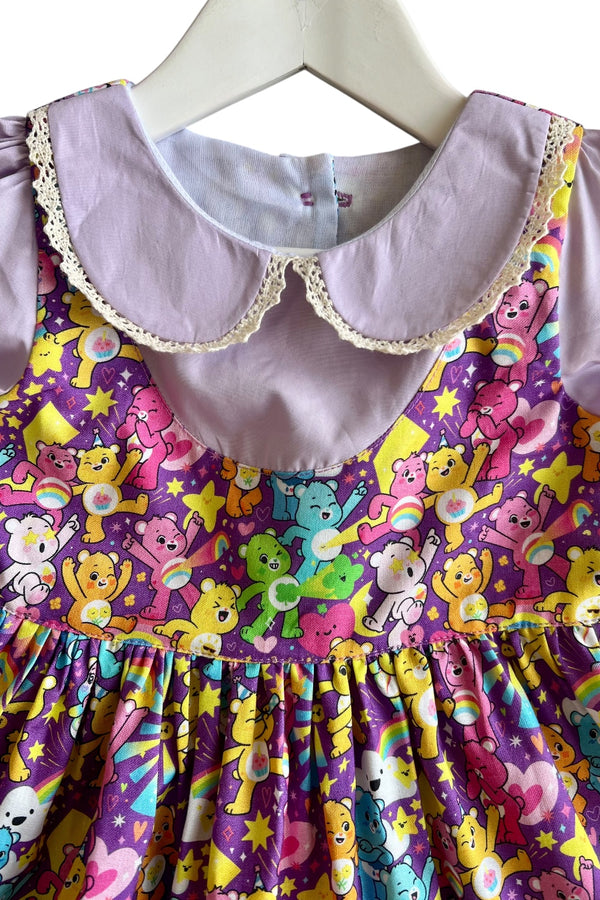 Bayview Dress | ‘Care Bears’ in Purple | Sz 3,4,5,6