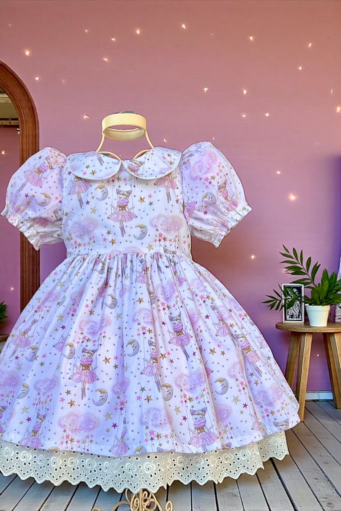 For Kate | Rose Bay Anglaise
‘Whimsical Ballet Cat’
From the Sweet Dreams Collection 
OOAK ~ Sz 6