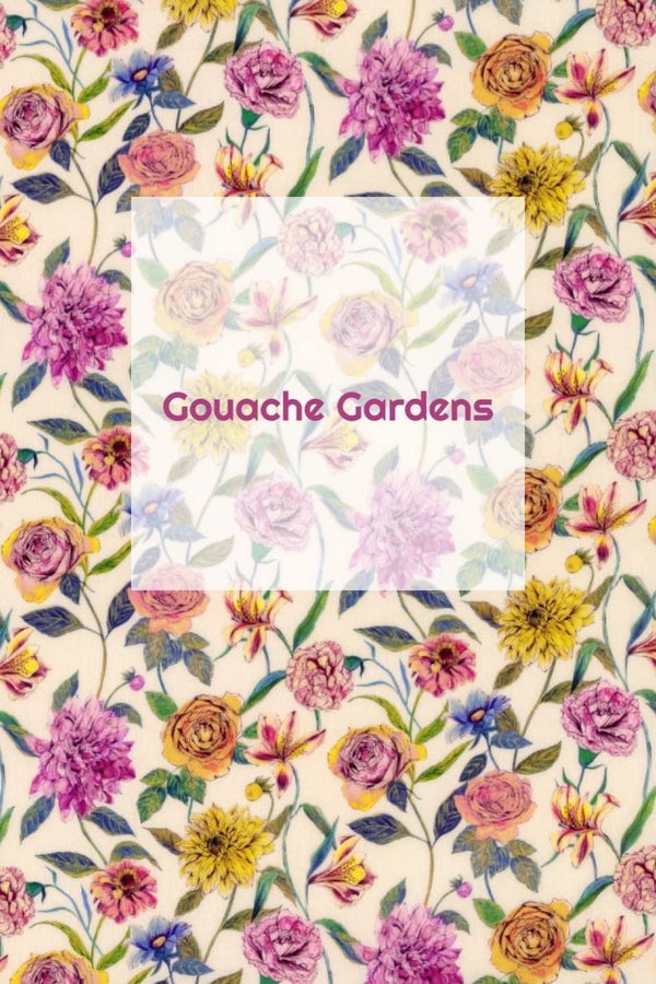 Large Pinch Bow Clip w Velvet Contrast | Liberty of London Tana Lawn Fabric | Gouache Gardens