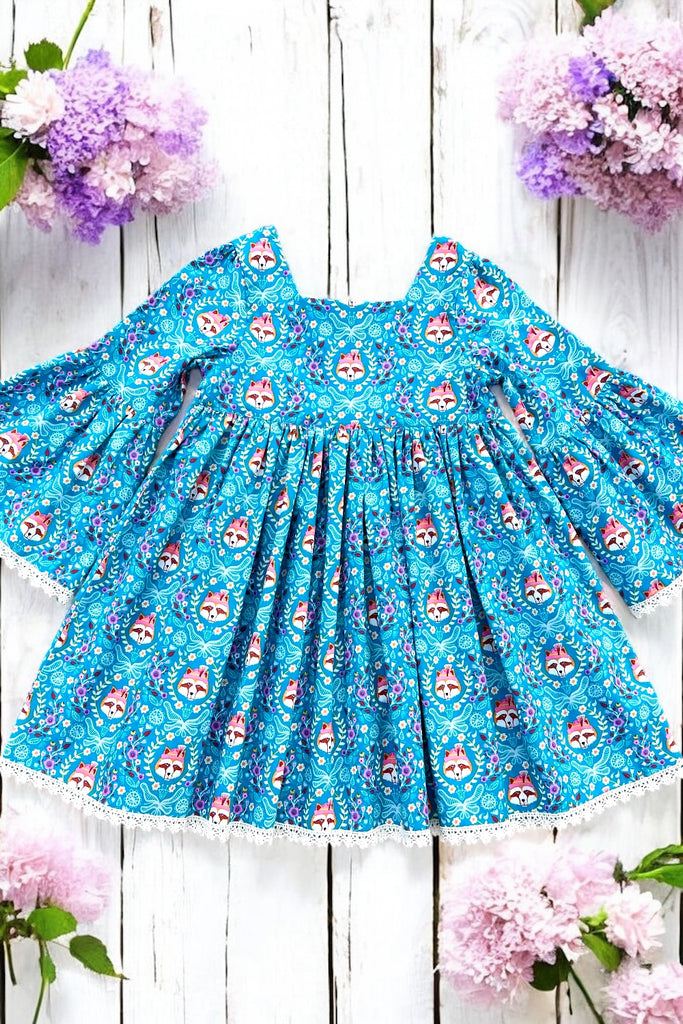 Boho Dress ~ Foxes in Teal | Designed by Andrea Mueller of Jolijou for Riley Blake Fabrics | Vienna Collection | OOP & Hard to Find

 