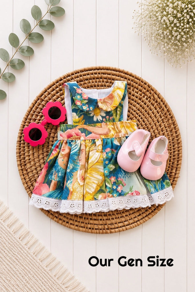 For Rebecca Boag | Dolly Dress Made with Rare Shirley Barber Fabric + Free Sunnies & Shoes
For Our Gen Dolls
