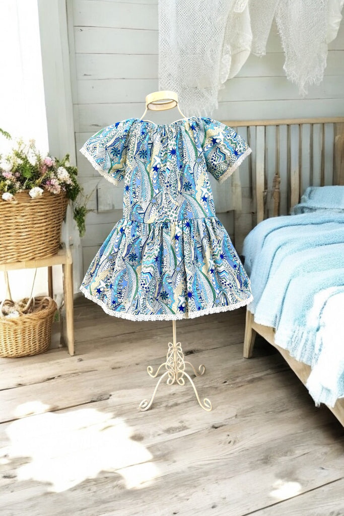 Vintage Seaside Dress | My Little Star from the Adventures in the Sky Collection by Liberty of London | Sz 3