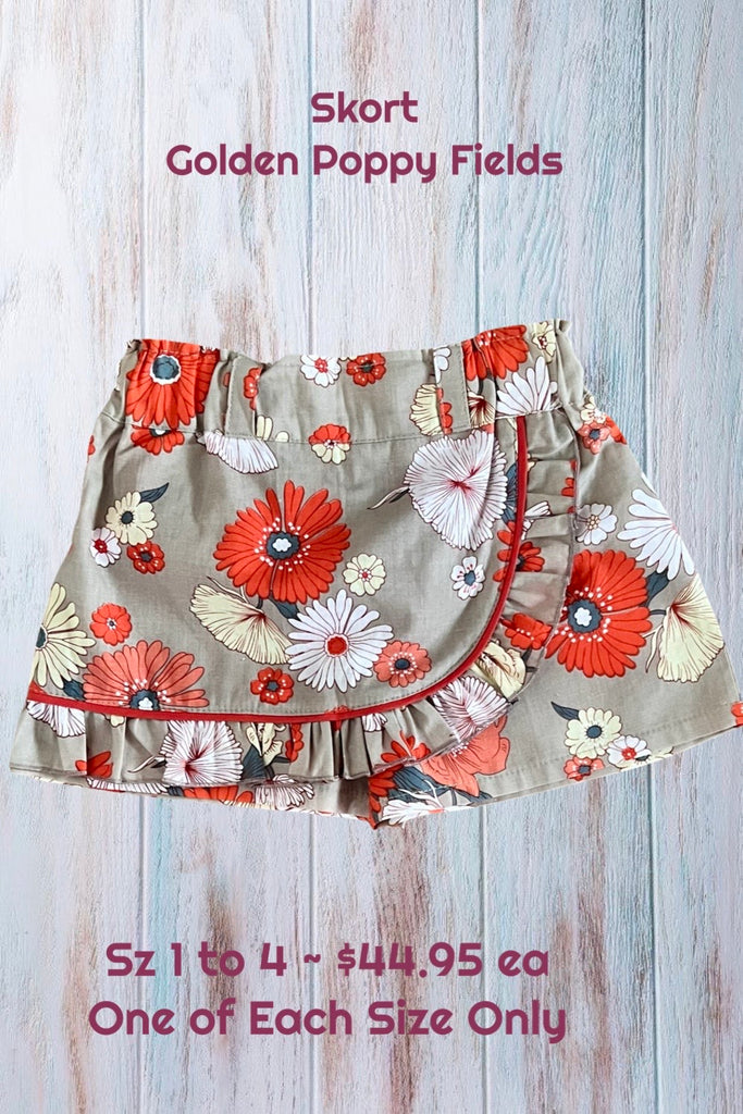 For Jen ~ Sz 4 | Skort | Golden Poppy Fields