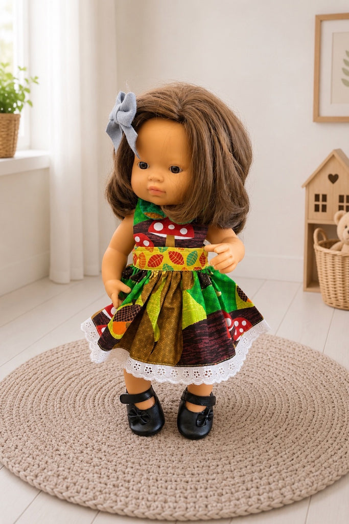 For Bess | Rare Michael Miller Dolly Dress + Free Shoes & Bow Clip
For Miniland Dolls