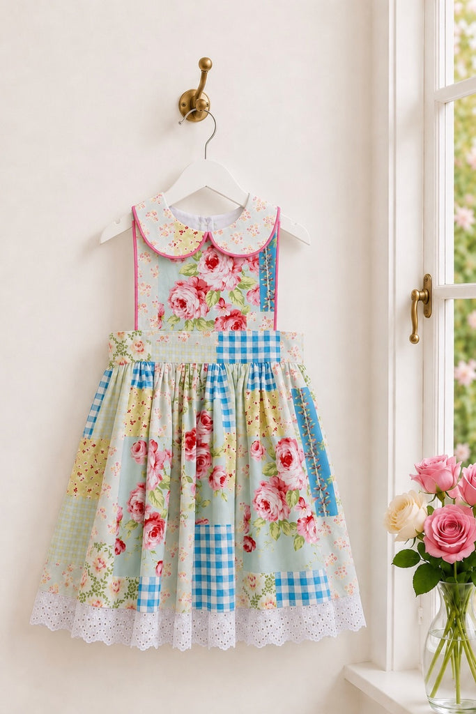 Monaco Dress 
‘Patchwork’ 
From the Floral Collection 
By Lecien
OOP, Rare, Collectible | OOAK ~ Sz 5