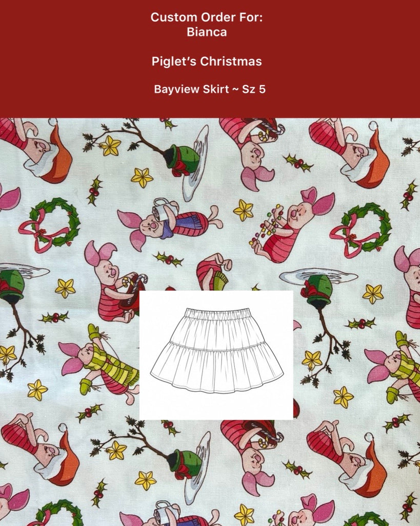 Custom Order For Bianca | Piglet’s Christmas | Bayview Skirt ~ Sz 5