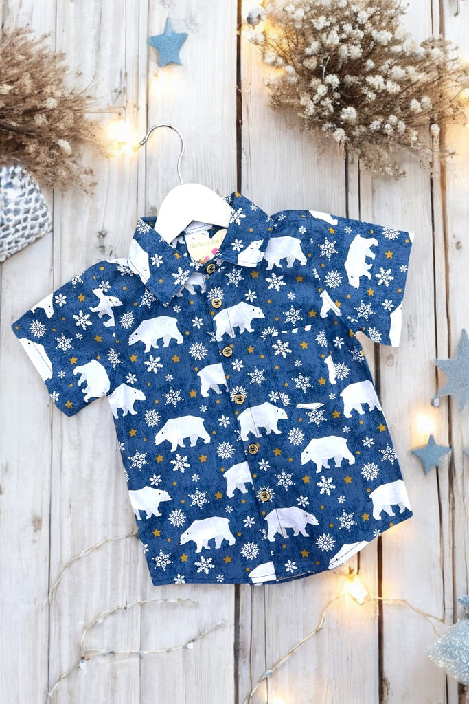 For Bess ~ Sz 2 | Button Shirt | Christmas Polar Bears