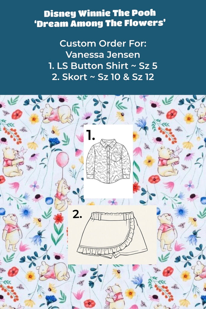 Custom Order For Vanessa Jensen | Ruffle Skorts Sz 10 & Sz 12, LS Button Shirt Sz 5 | Dream Among the Flowers