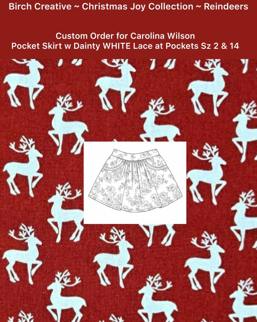 Custom Order For Carolina Wilson | Pocket Skirt Sz 2 & 14 | Scandi Reindeers