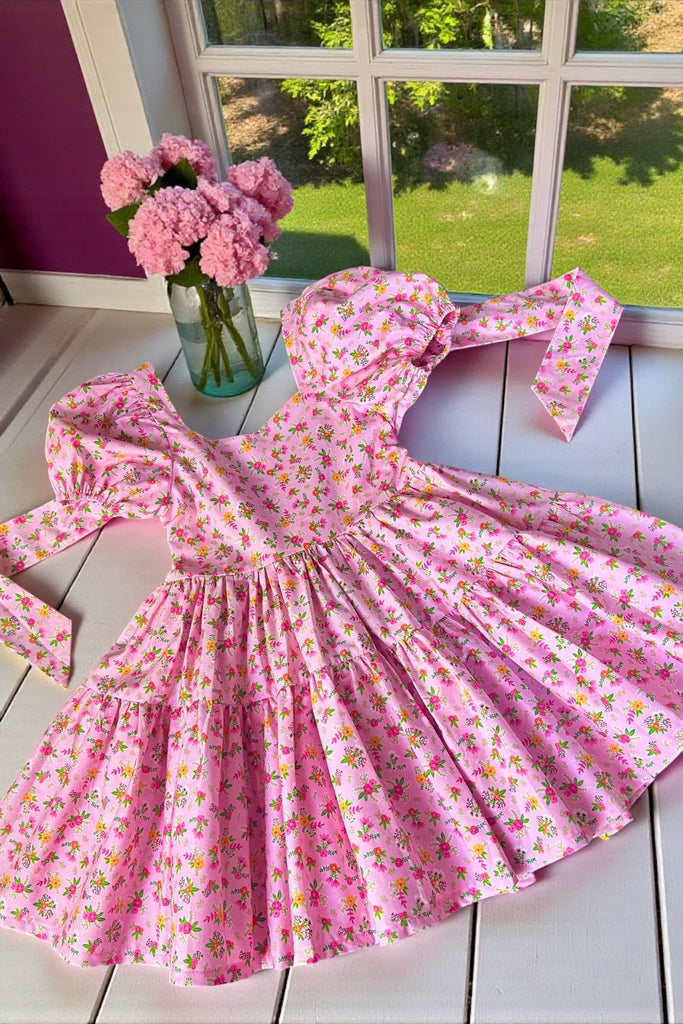 Bow Back Dress
‘Pink Posy Lane’