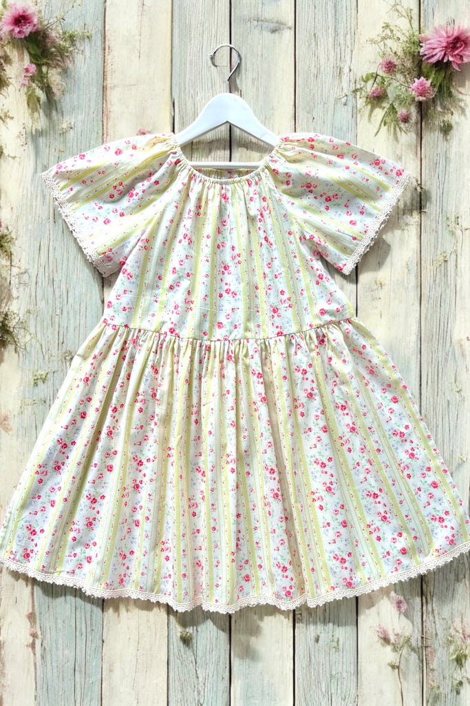 Vintage Seaside Dress | Wallpaper Stripe from the Princess Rose Collection by Lecien | OOAK ~ Sz 10