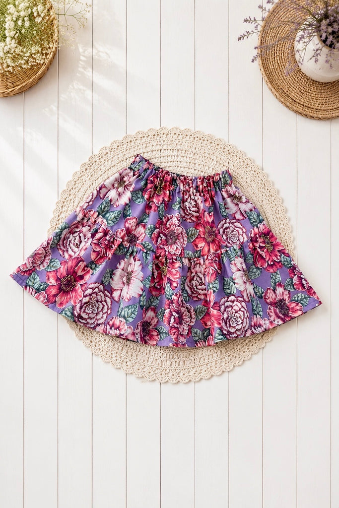 Bayview Skirt | ‘Bridget Floral' in Wisteria 
 | By Waverley Inspirations | Sz 5,6,7,8,10,12,14