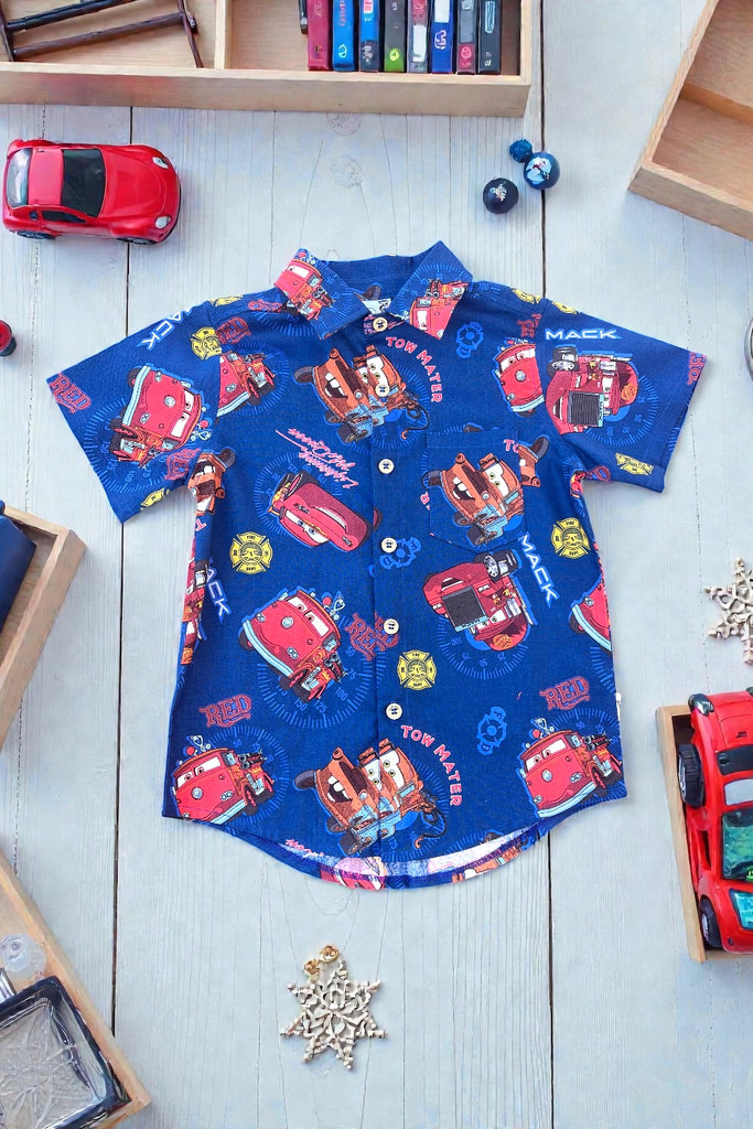 For Samara | Button Shirt
‘Cars’ 
By Springs Creative ~ Sz 5