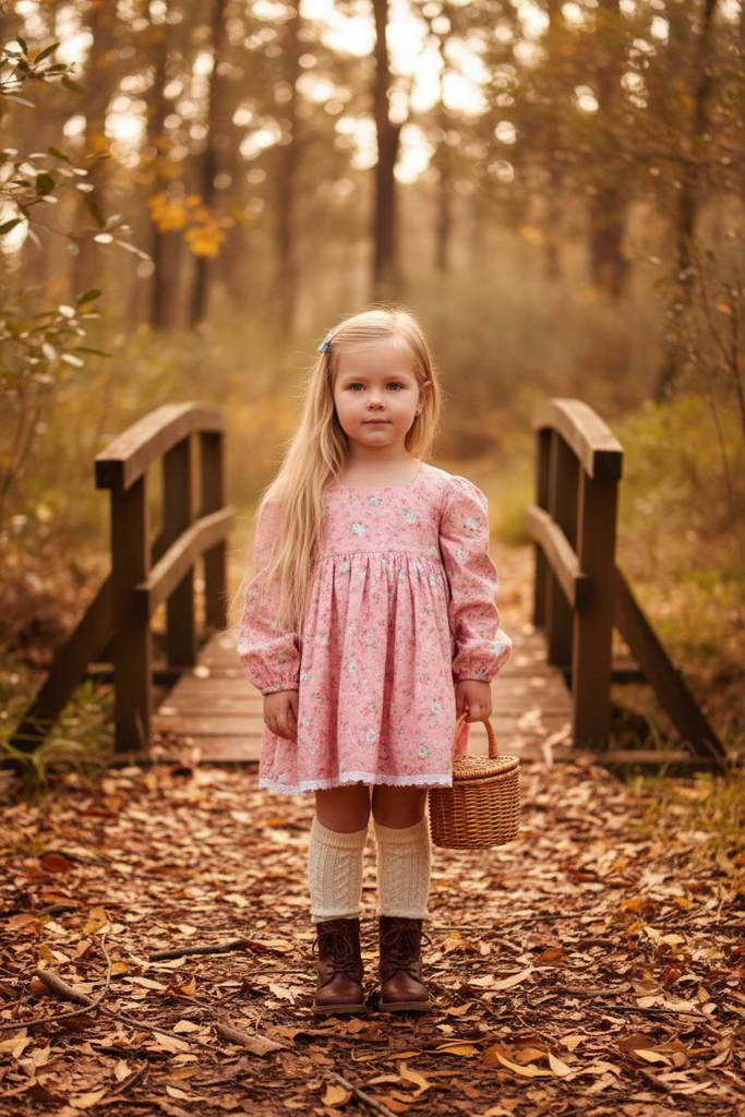 Long Sleeve Babydoll  Dress - Nicki in Pink