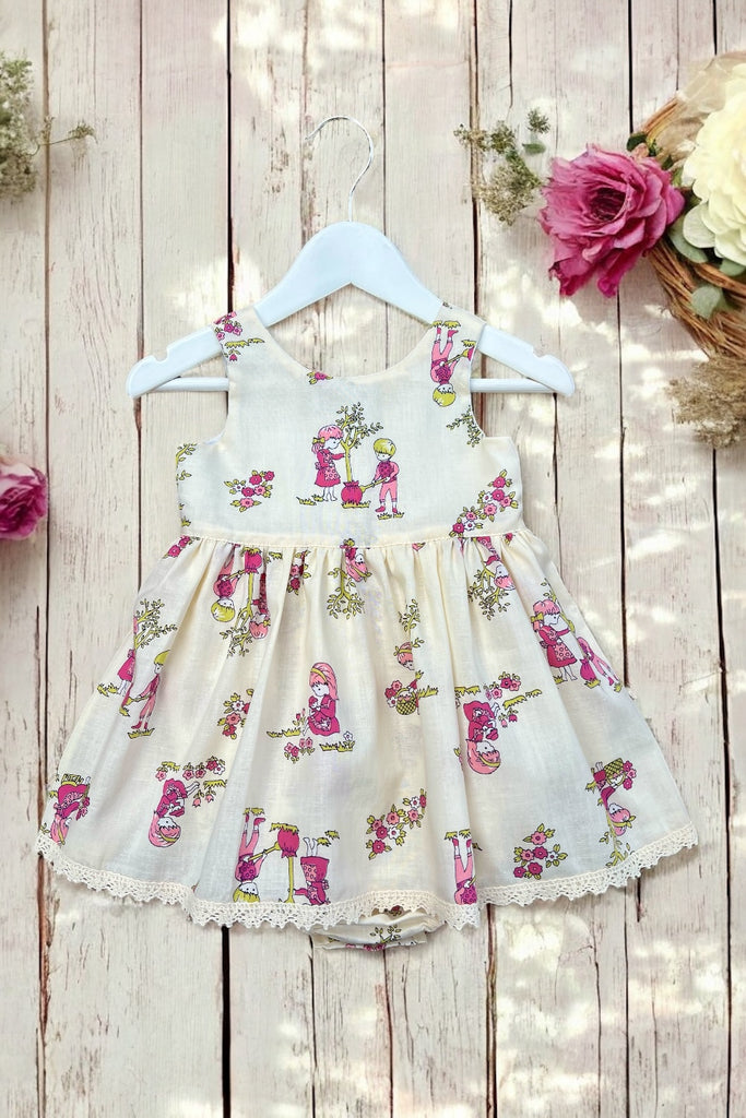 Romper Dress | Little Gardeners | Vintage Fabric | OOAK ~ Sz 0