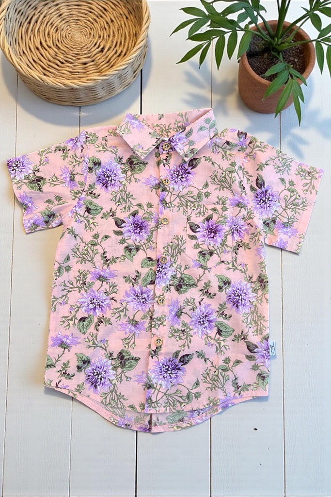 Custom for Vanessa | Button Shirt ~ Sz 5 | Lizzie in Peach ~ Cotton Lawn