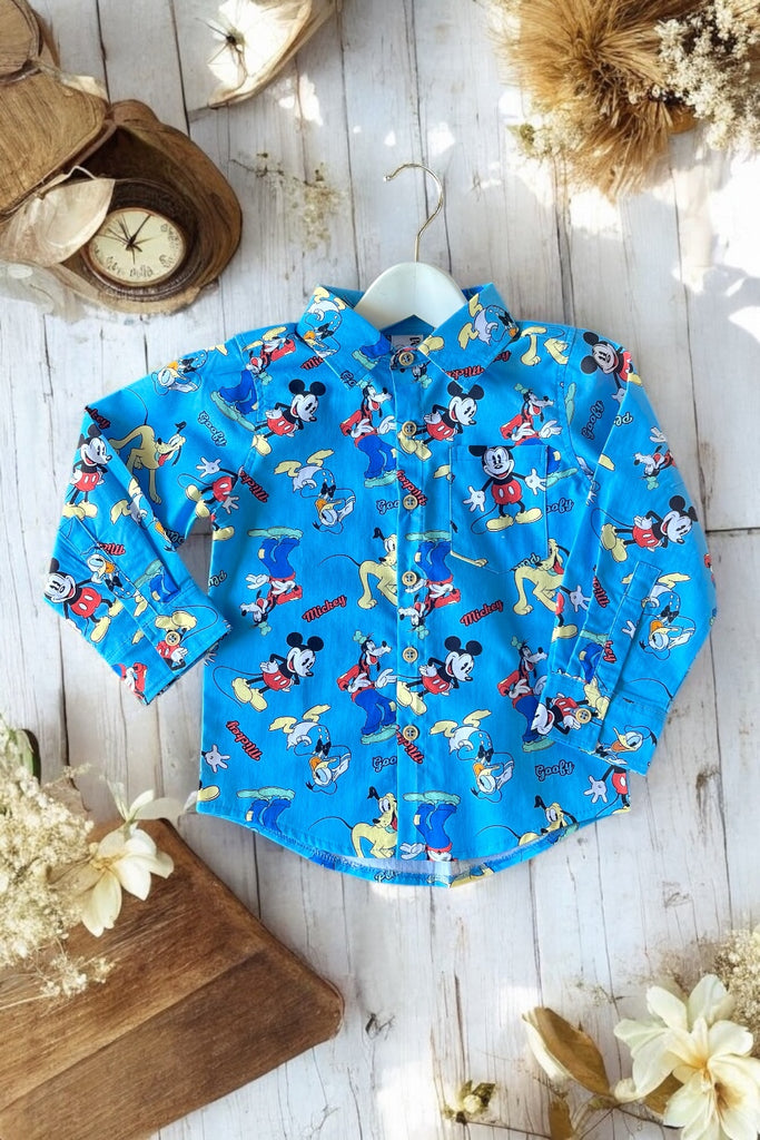 Long Sleeve Unisex Button Shirt | Mickey Mouse Characters ~ Sz 8