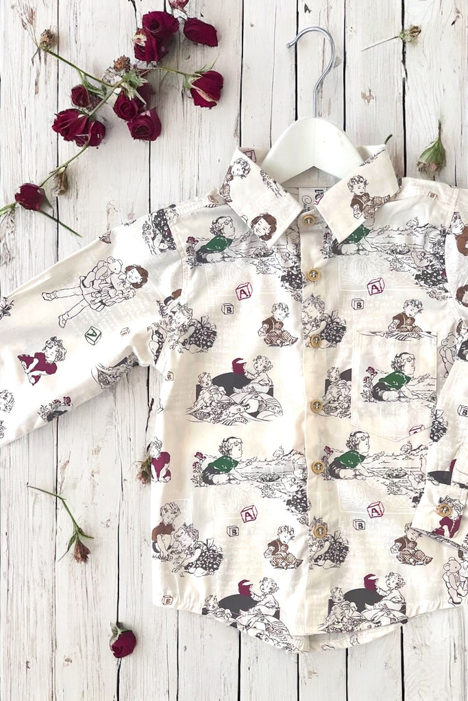 Long Sleeve Button Shirt | ‘Little Folk Tales’
| Vintage Childhood Collection | OOAK ~ Sz 4