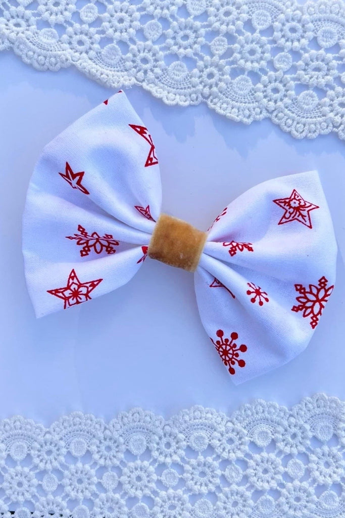 Large Pinch Bow | Snow Flakes