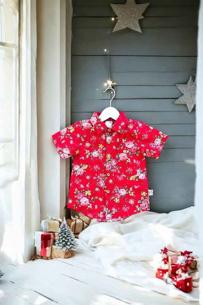 Button Shirt | Heavenly Bloom in Red