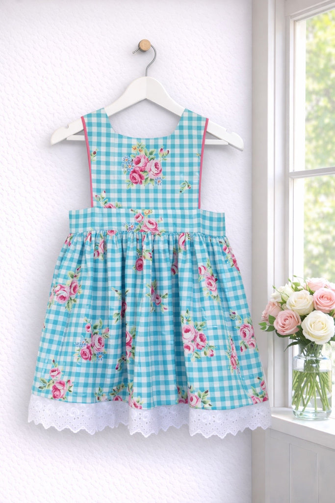 Avalon Dress
‘Floral Gingham’ in Blue
From The Flower Sugar Collection By Lecien
OOP, Rare & Collectable | Sz 5 & 8